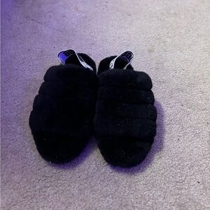 UGG Black Fluffy Slippers